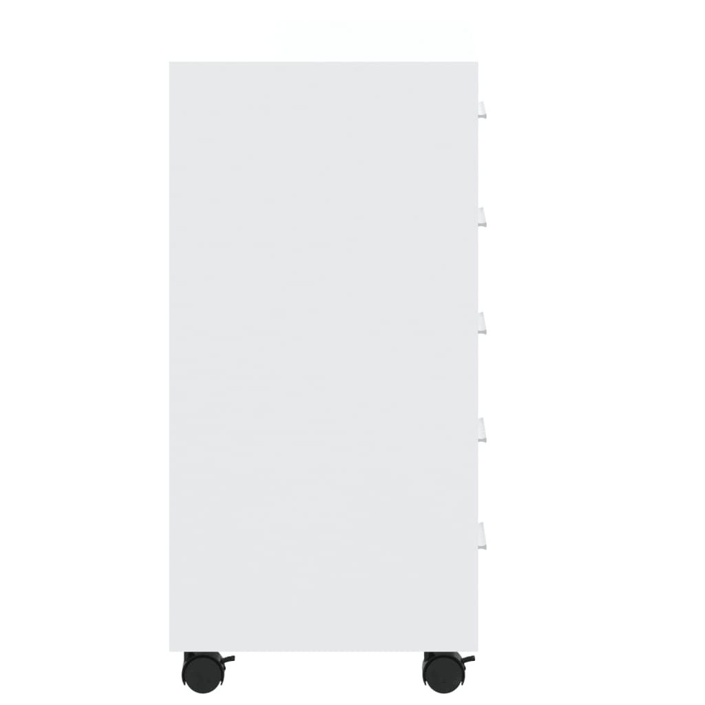 Συρταριέρα με Ροδάκια Γυαλιστερή Λευκή από Επεξεργασμένο Ξύλο - Pakobazaar