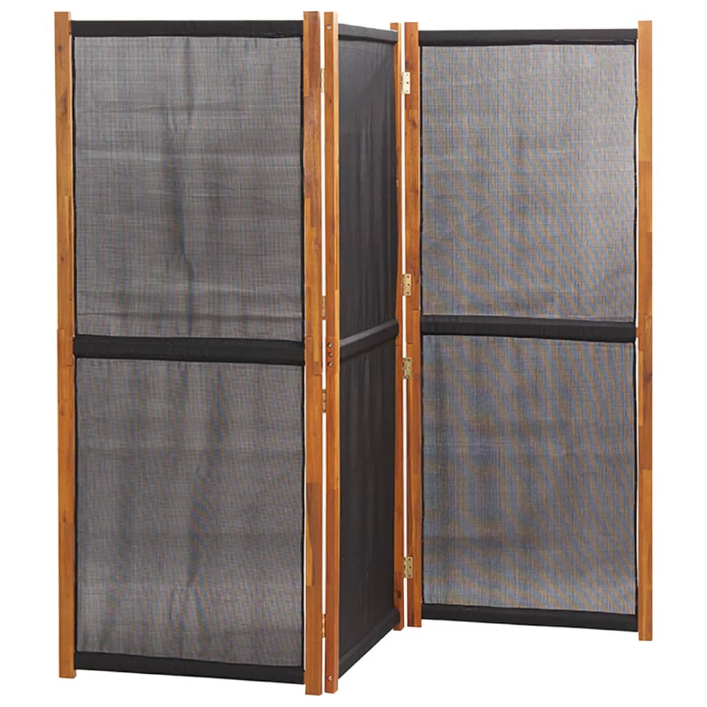 Διαχωριστικό Δωματίου με 3 Πάνελ Μαύρο 210 x 180 εκ.