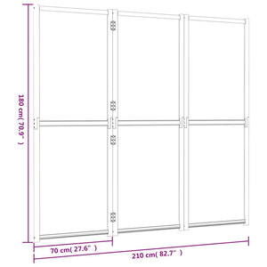 Διαχωριστικό Δωματίου με 3 Πάνελ Μαύρο 210 x 180 εκ.