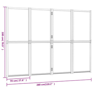 Διαχωριστικό Δωματίου με 4 Πάνελ Μαύρο 280 x 180 εκ.