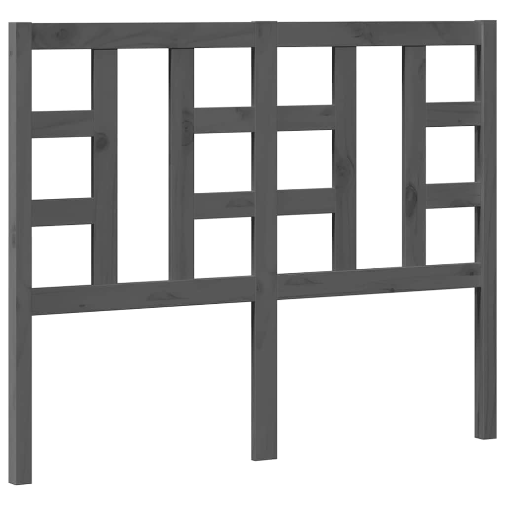 Κεφαλάρι Κρεβατιού Γκρι 126 x 4 x 100 εκ. από Μασίφ Ξύλο Πεύκου