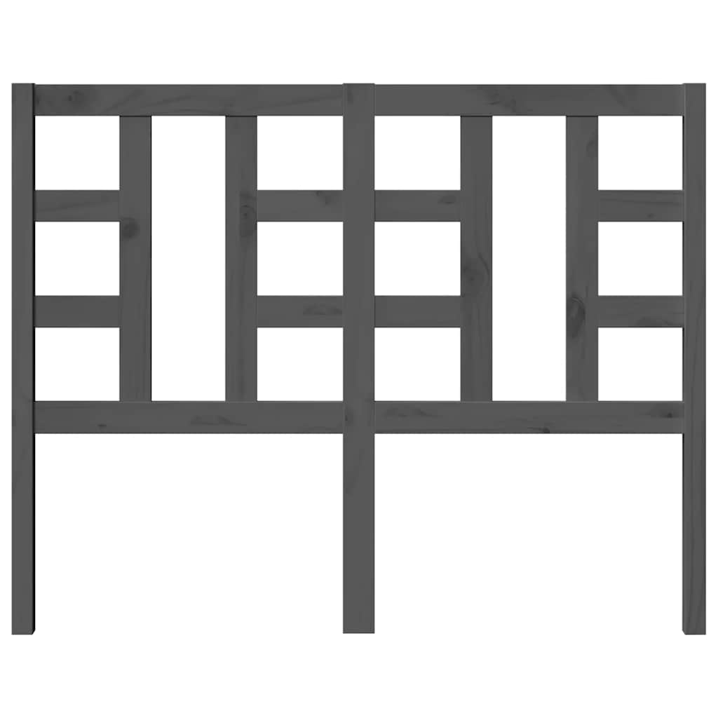 Κεφαλάρι Κρεβατιού Γκρι 126 x 4 x 100 εκ. από Μασίφ Ξύλο Πεύκου