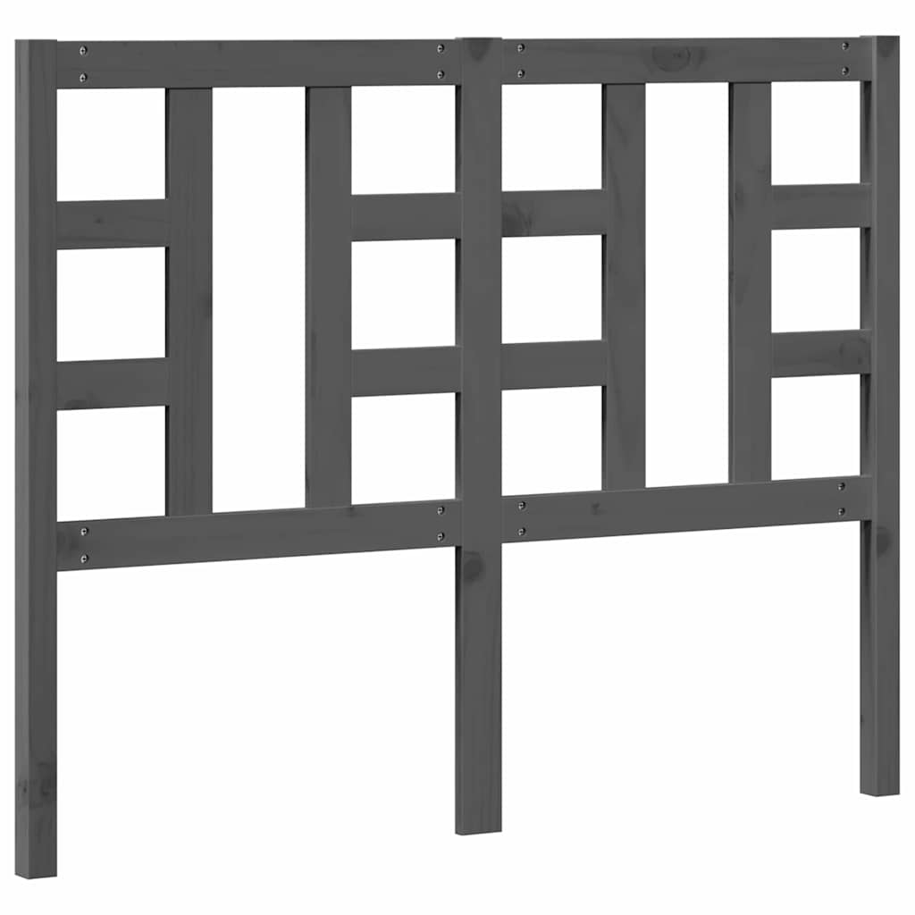 Κεφαλάρι Κρεβατιού Γκρι 126 x 4 x 100 εκ. από Μασίφ Ξύλο Πεύκου