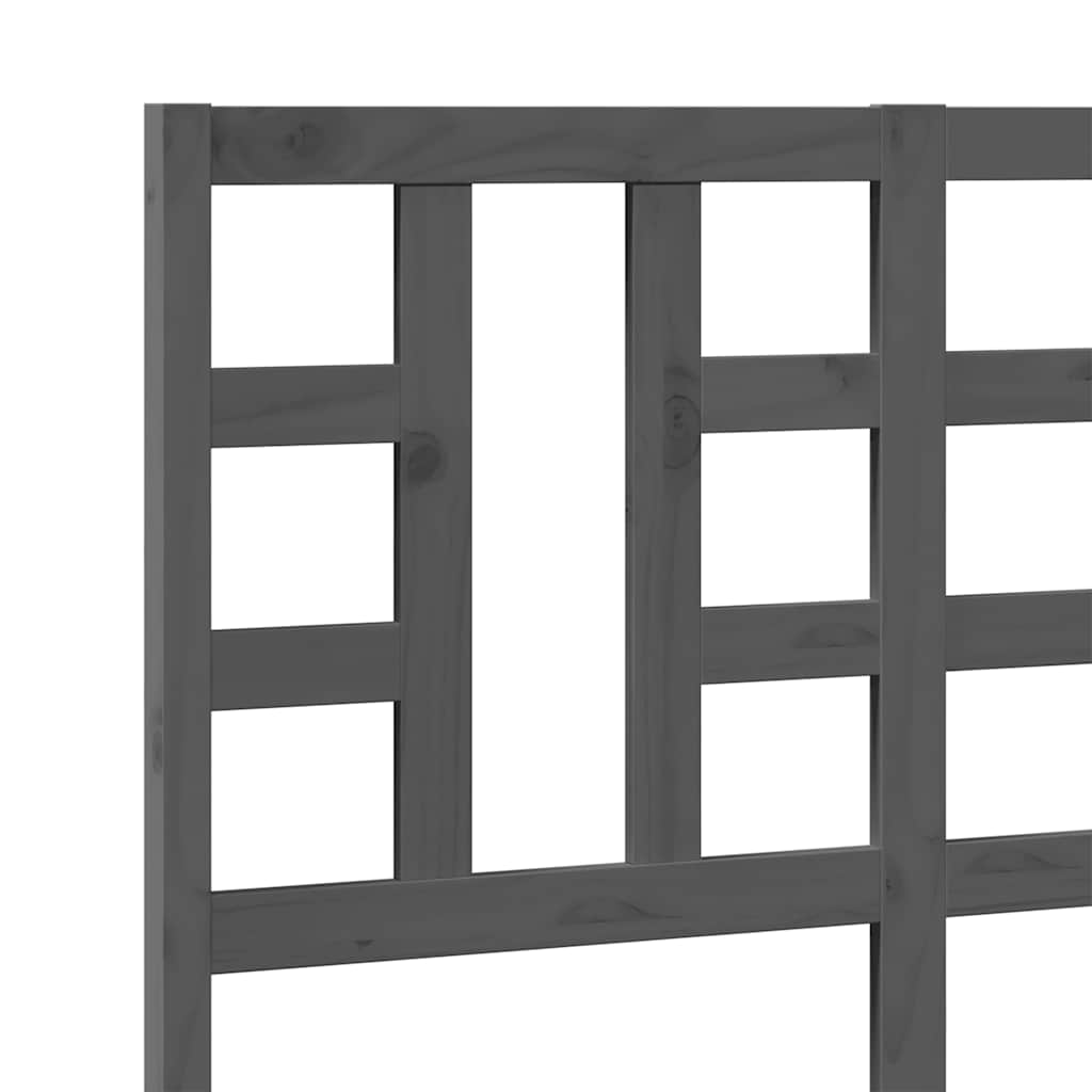 Κεφαλάρι Κρεβατιού Γκρι 126 x 4 x 100 εκ. από Μασίφ Ξύλο Πεύκου