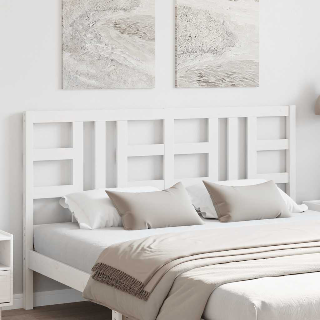 Κεφαλάρι Κρεβατιού Λευκό 156 x 4 x 100 εκ. Μασίφ Ξύλο Πεύκου