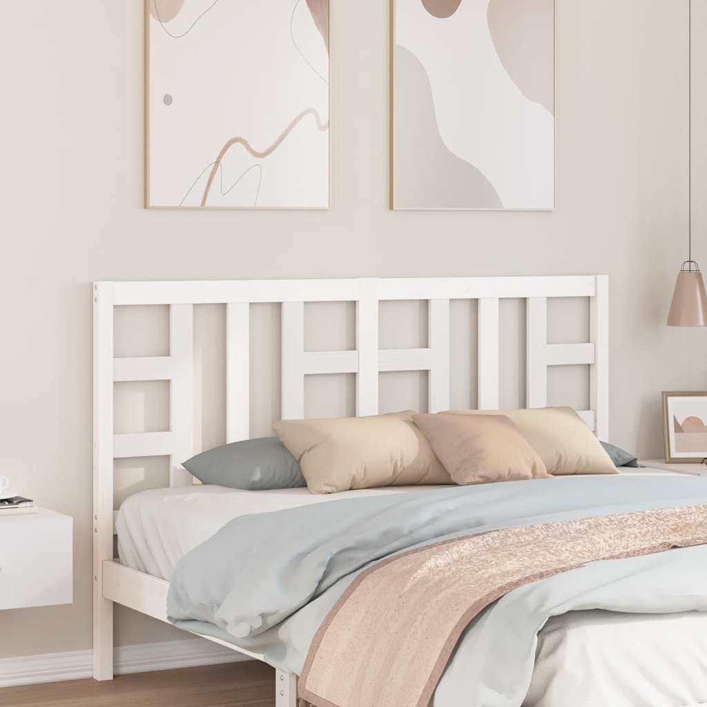 Κεφαλάρι Κρεβατιού Λευκό 156 x 4 x 100 εκ. Μασίφ Ξύλο Πεύκου