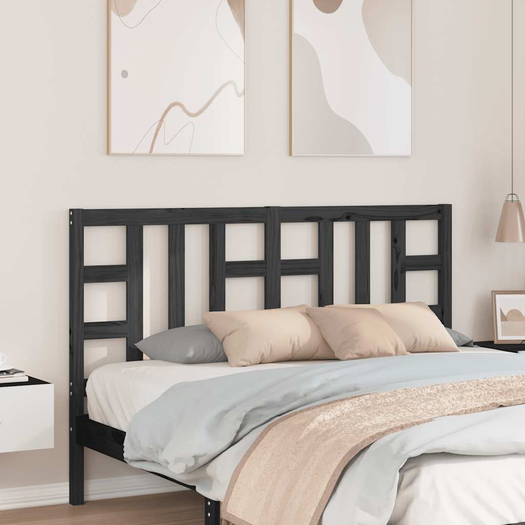 Κεφαλάρι Κρεβατιού Μαύρο 166 x 4 x 100 εκ. Μασίφ Ξύλο Πεύκου