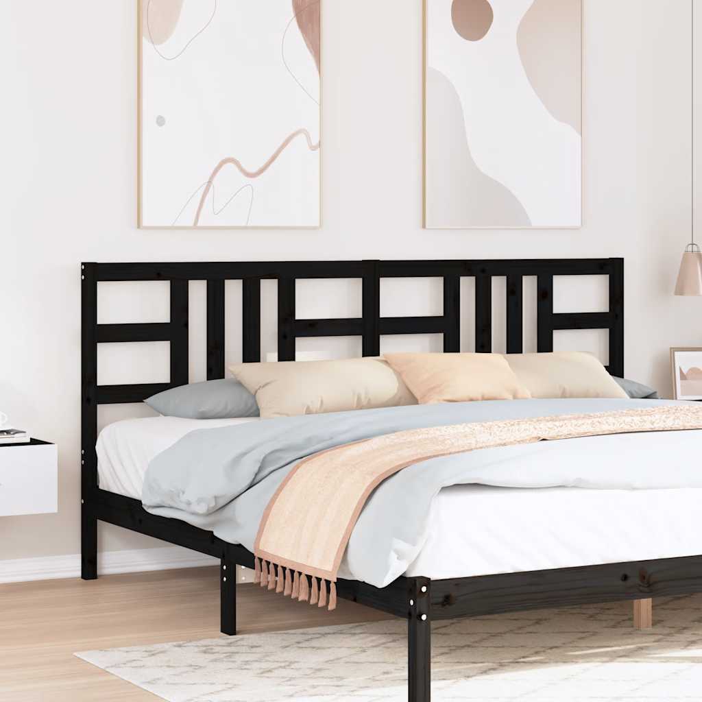 Κεφαλάρι Κρεβατιού Μαύρο 206 x 4 x 100 εκ. Μασίφ Ξύλο Πεύκου