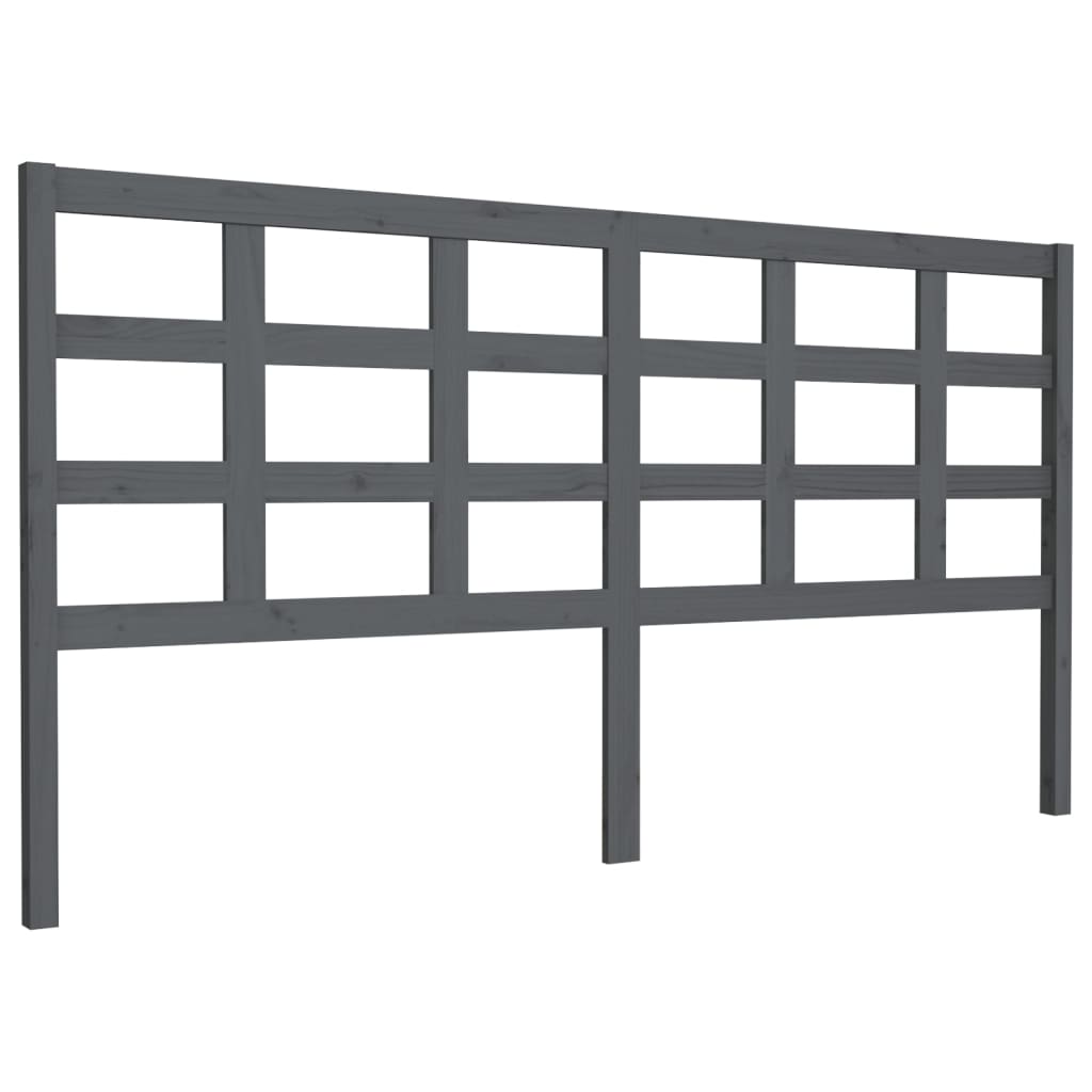 Κεφαλάρι Κρεβατιού Γκρι 185,5x4x100 εκ. από Μασίφ Ξύλο Πεύκου