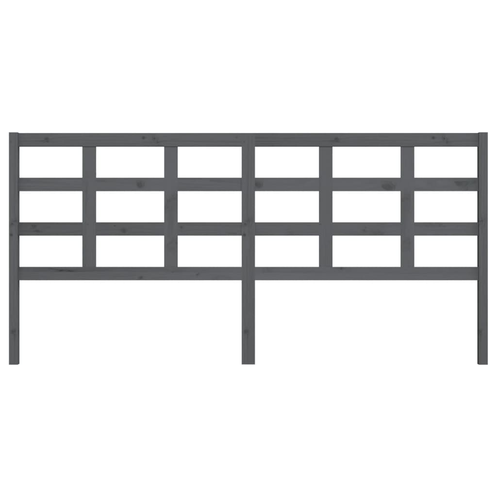 Κεφαλάρι Κρεβατιού Γκρι 205,5x4x100 εκ. από Μασίφ Ξύλο Πεύκου