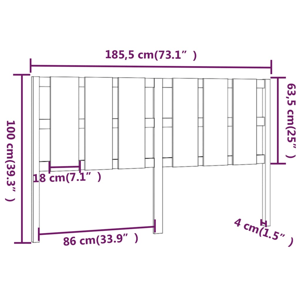 Κεφαλάρι Κρεβατιού Γκρι 185,5x4x100 εκ. από Μασίφ Ξύλο Πεύκου - Pakobazaar
