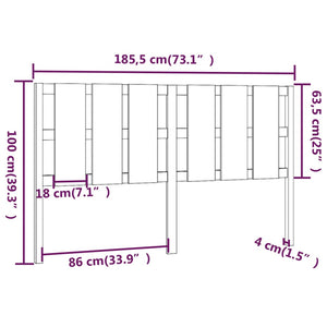 Κεφαλάρι Κρεβατιού Μαύρο 185,5x4x100 εκ. Μασίφ Ξύλο Πεύκου