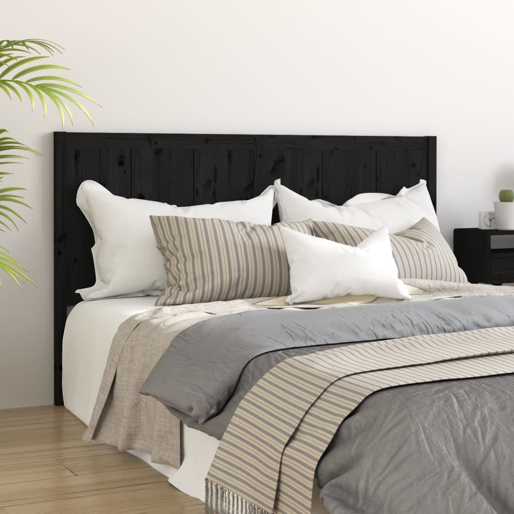 Κεφαλάρι Κρεβατιού Μαύρο 140,5 x 4 x 100 εκ. Μασίφ Ξύλο Πεύκου - Pakobazaar