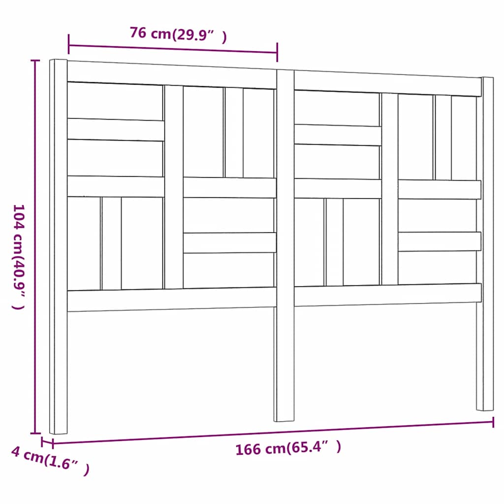 Κεφαλάρι Κρεβατιού Λευκό 166 x 4 x 104 εκ. Μασίφ Ξύλο Πεύκου