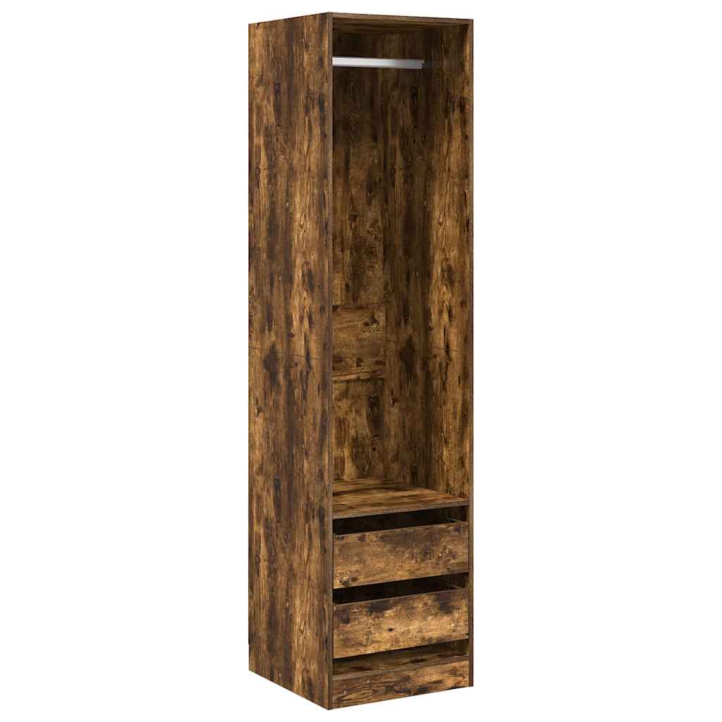 Ντουλάπα με Συρτάρια Καπνιστή Δρυς 50x50x200 εκ. Επεξεργ. Ξύλο - Pakobazaar