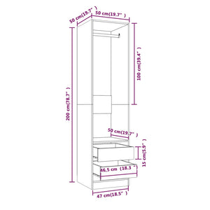 Ντουλάπα με Συρτάρια Καπνιστή Δρυς 50x50x200 εκ. Επεξεργ. Ξύλο - Pakobazaar