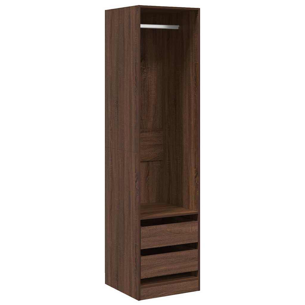 Ντουλάπα με Συρτάρια Καφέ Δρυς 50x50x200 εκ. Επεξεργασμένο Ξύλο