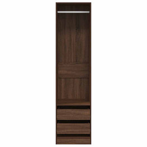 Ντουλάπα με Συρτάρια Καφέ Δρυς 50x50x200 εκ. Επεξεργασμένο Ξύλο