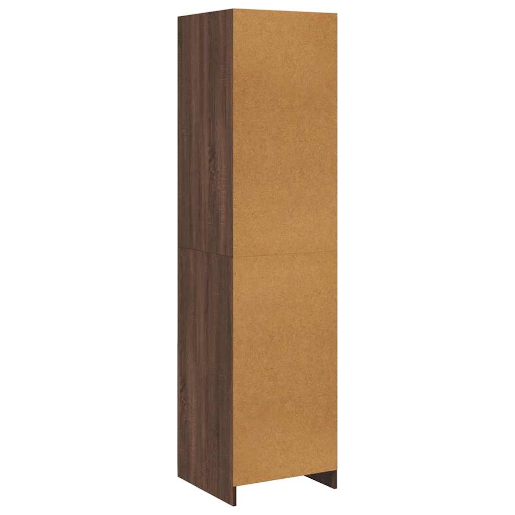 Ντουλάπα με Συρτάρια Καφέ Δρυς 50x50x200 εκ. Επεξεργασμένο Ξύλο