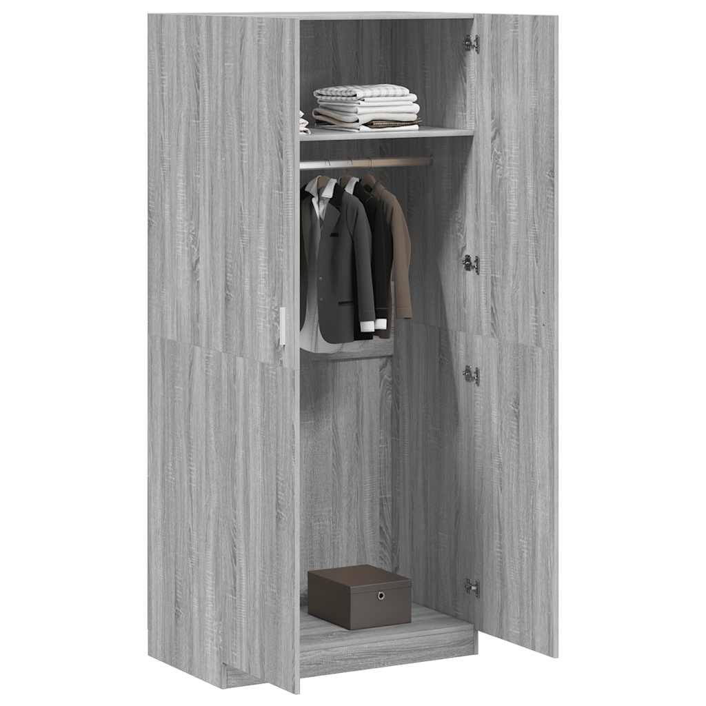 Ντουλάπα Γκρι Sonoma 90 x 52 x 200 εκ. από Επεξεργασμένο Ξύλο - Pakobazaar