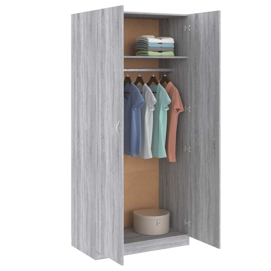 Ντουλάπα Γκρι Sonoma 90 x 52 x 200 εκ. από Επεξεργασμένο Ξύλο - Pakobazaar