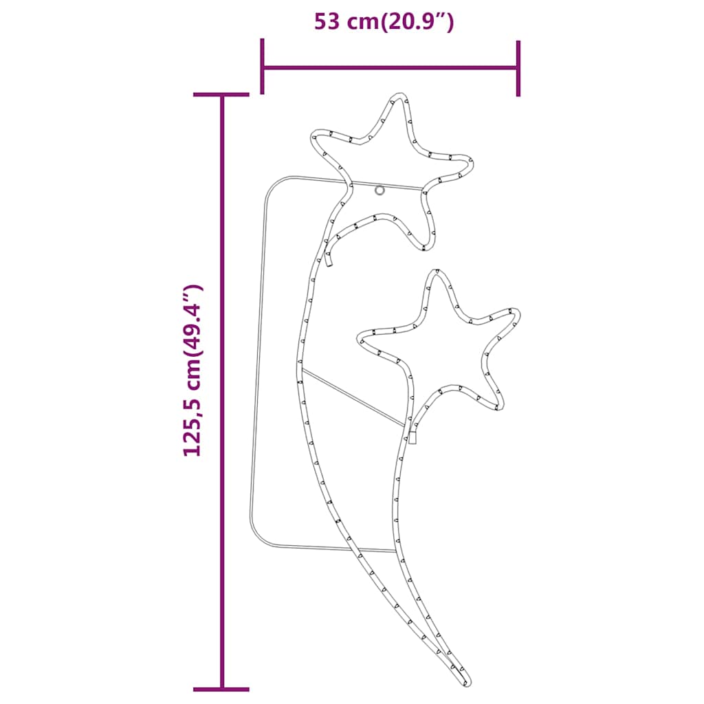 Φωτάκια σε Σωλήνα Αστέρι 2 Τεμ. Θερμό Λευκό 125,5x53x4,5 εκ.