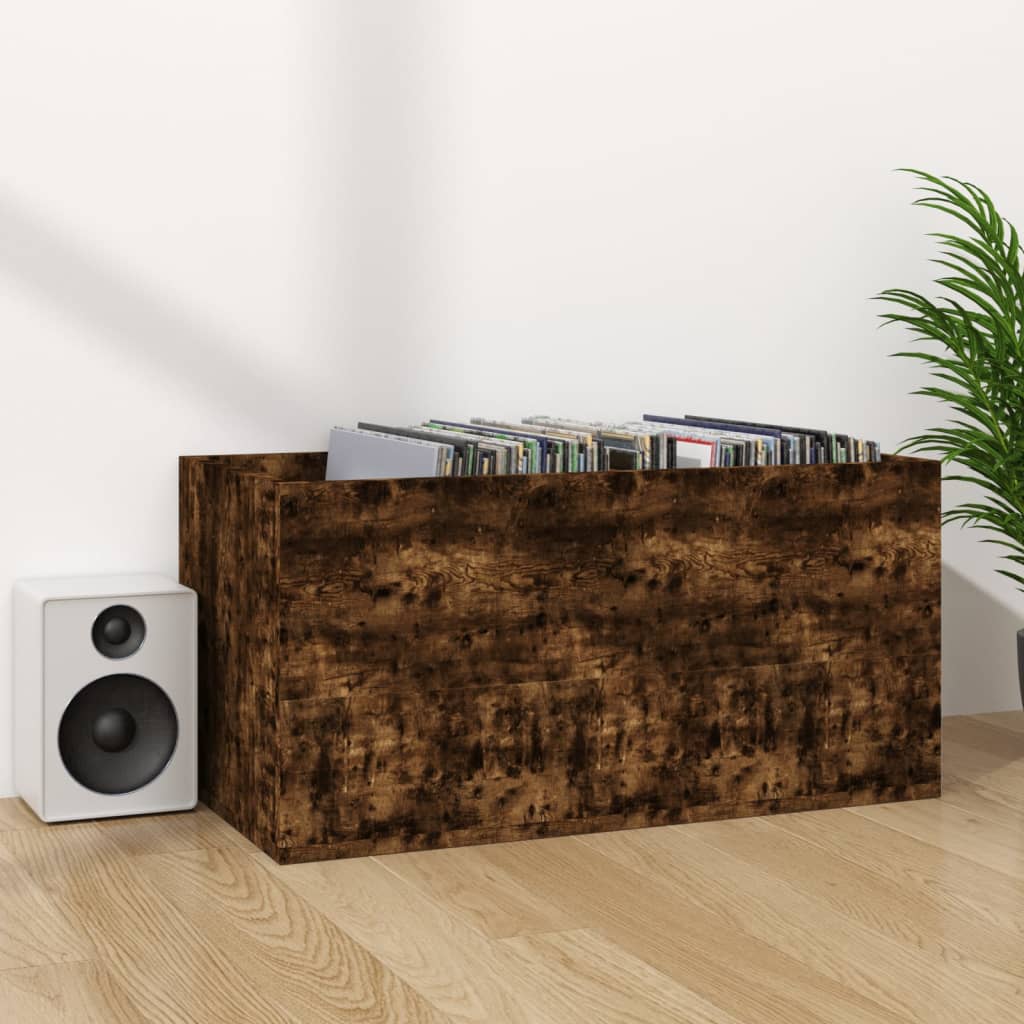 Έπιπλο Δίσκων Βινυλίου Καπνιστή Δρυς 71x34x36 εκ. Επεξεργ. Ξύλο - Pakobazaar