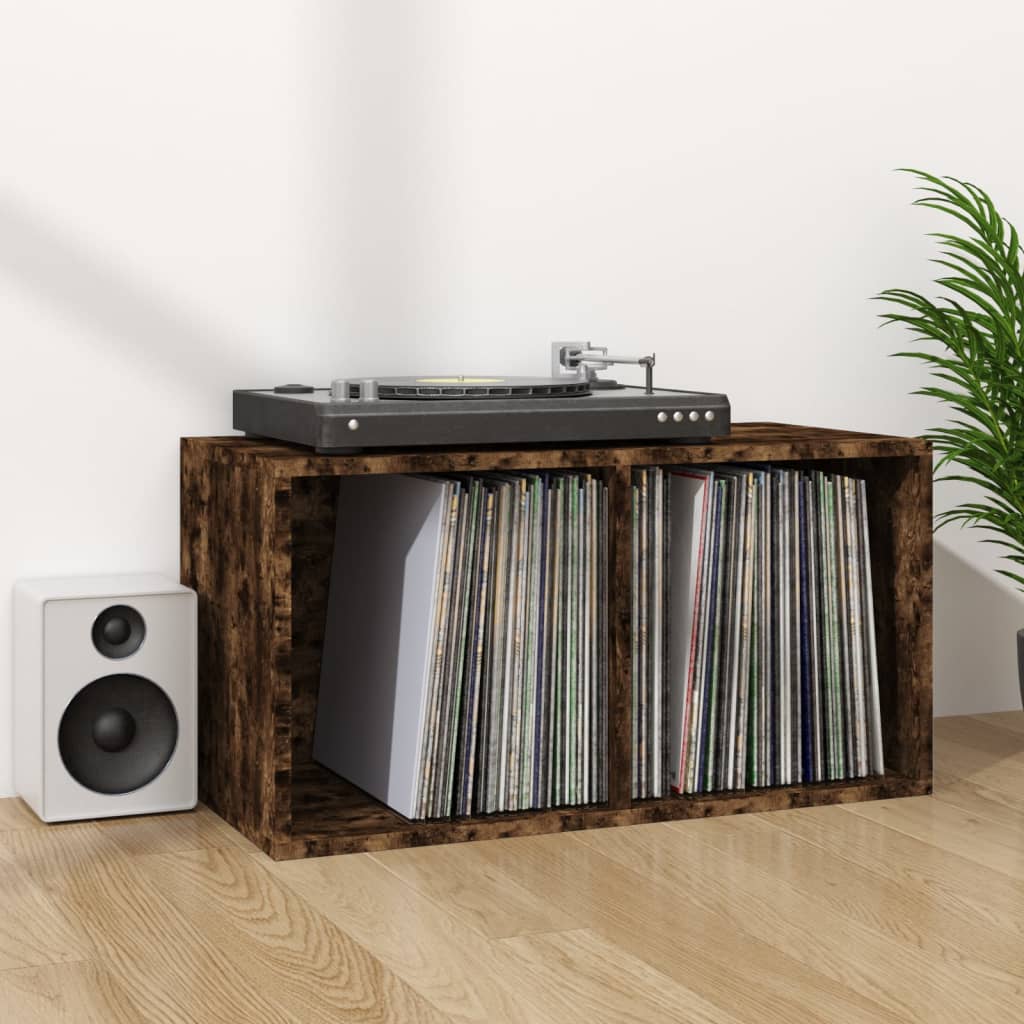 Έπιπλο Δίσκων Βινυλίου Καπνιστή Δρυς 71x34x36 εκ. Επεξεργ. Ξύλο - Pakobazaar