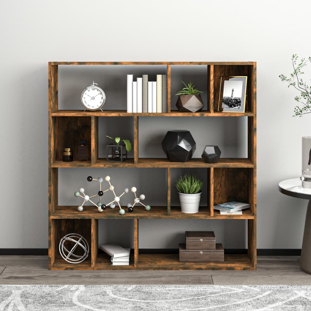 Βιβλιοθήκη Καπνιστή Δρυς 110 x 24 x 110 εκ. Επεξεργασμένο Ξύλο