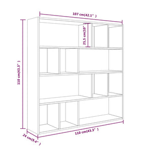 Βιβλιοθήκη Καπνιστή Δρυς 110 x 24 x 110 εκ. Επεξεργασμένο Ξύλο