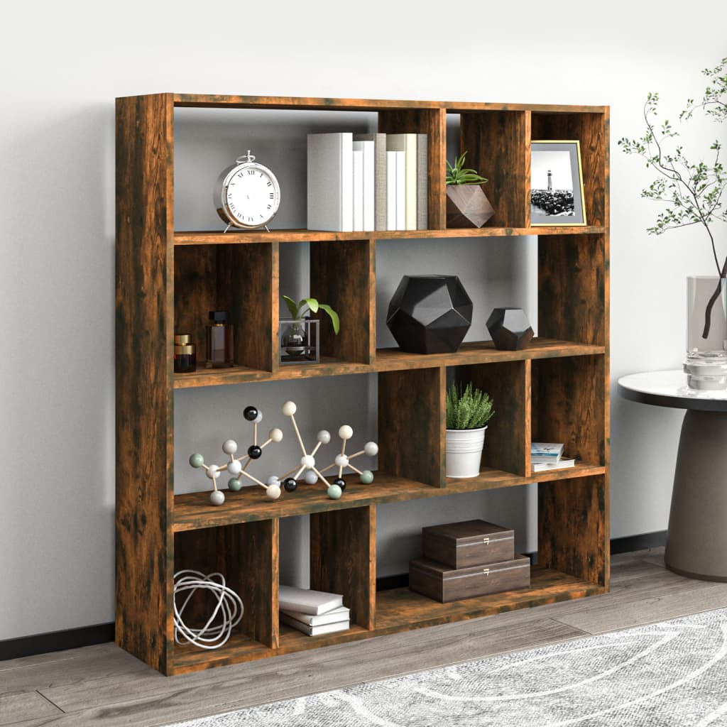 Βιβλιοθήκη Καπνιστή Δρυς 110 x 24 x 110 εκ. Επεξεργασμένο Ξύλο