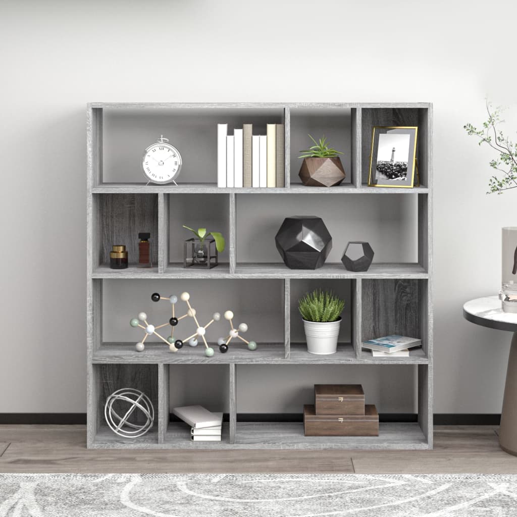 Βιβλιοθήκη Γκρι Sonoma 110x24x110 εκ. από Επεξεργασμένο Ξύλο