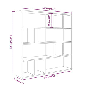 Βιβλιοθήκη Γκρι Sonoma 110x24x110 εκ. από Επεξεργασμένο Ξύλο