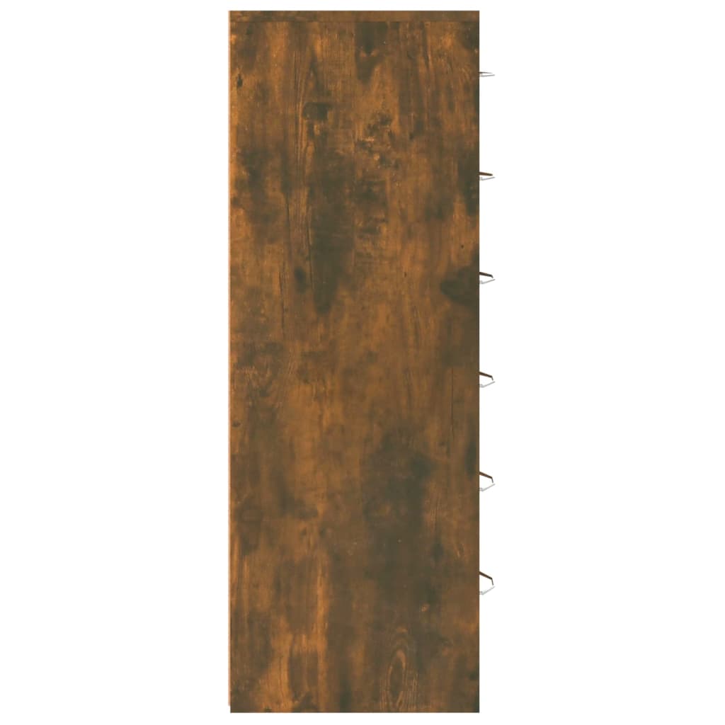 Ντουλάπι με 6 Συρτάρια Καπνιστή Δρυς 50x34x96 εκ. Επεξεργ. Ξύλο