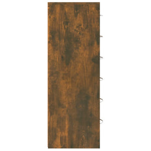 Ντουλάπι με 6 Συρτάρια Καπνιστή Δρυς 50x34x96 εκ. Επεξεργ. Ξύλο