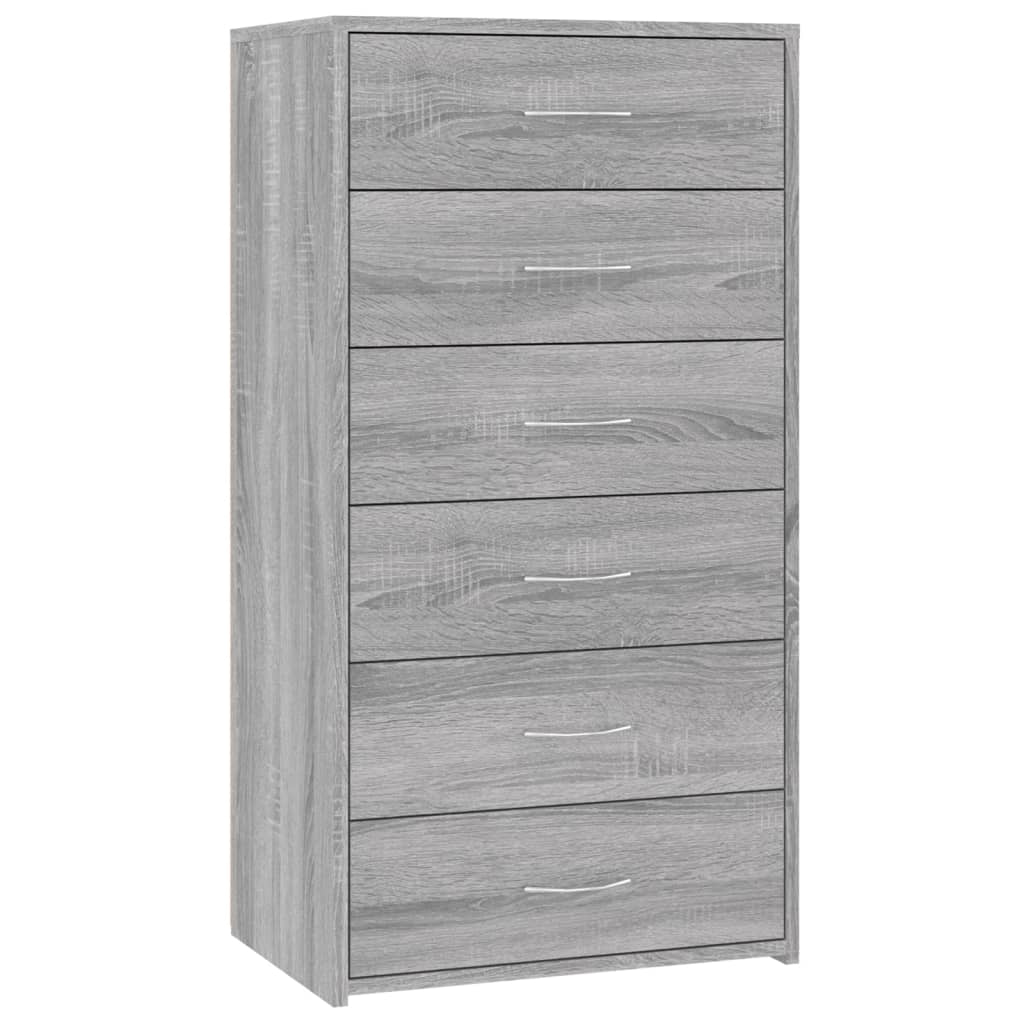 Ντουλάπι με 6 Συρτάρια Γκρι Sonoma 50x34x96 εκ. Επεξεργ. Ξύλο - Pakobazaar