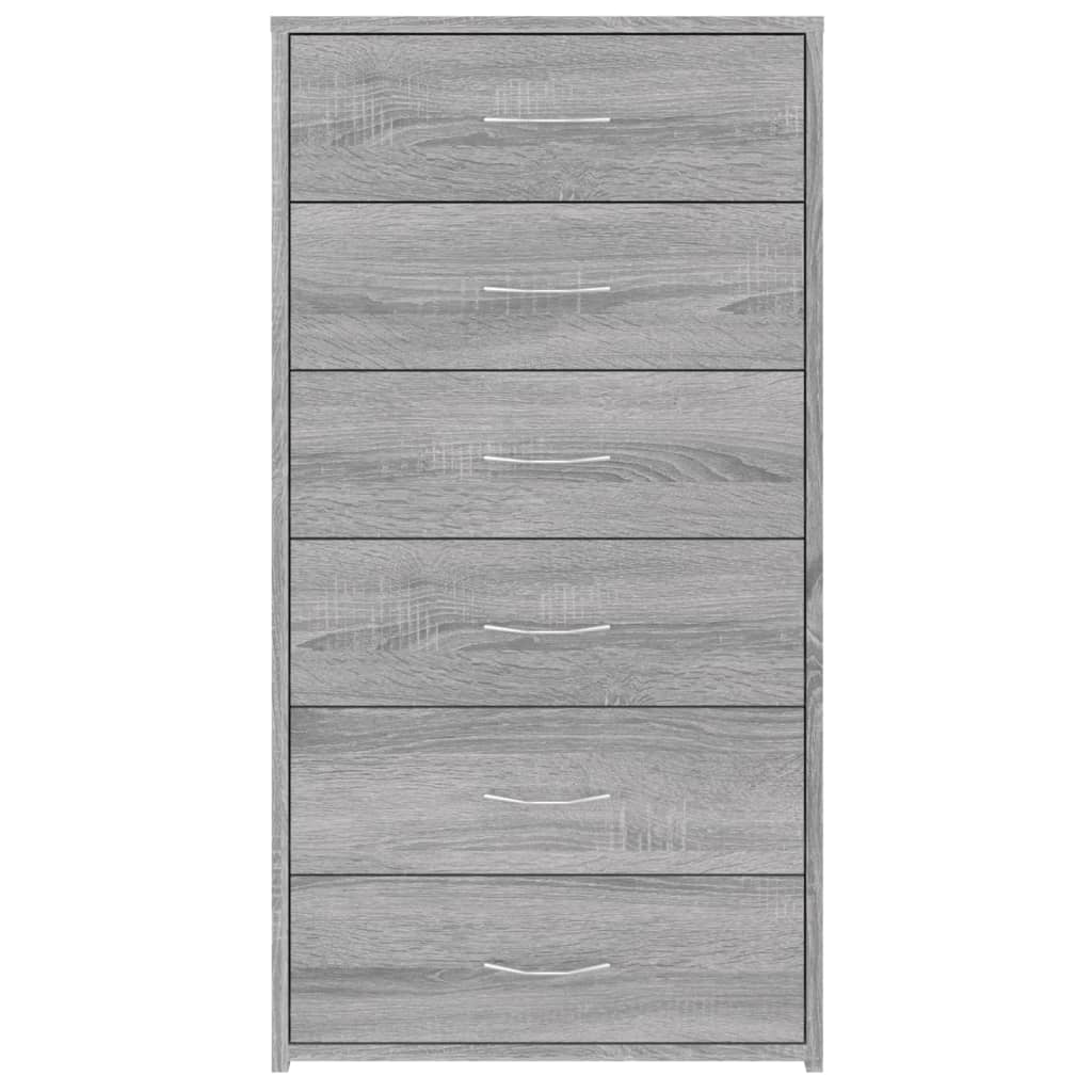 Ντουλάπι με 6 Συρτάρια Γκρι Sonoma 50x34x96 εκ. Επεξεργ. Ξύλο - Pakobazaar