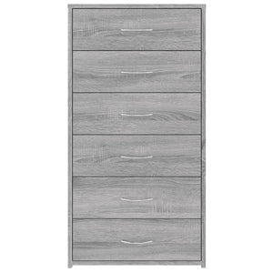 Ντουλάπι με 6 Συρτάρια Γκρι Sonoma 50x34x96 εκ. Επεξεργ. Ξύλο - Pakobazaar