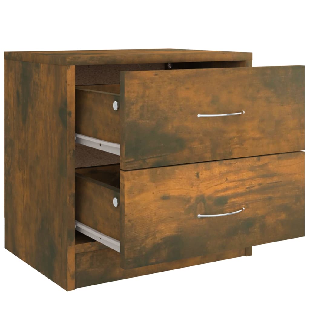 Κομοδίνα 2 τεμ. Καπνιστή Δρυς 40x30x40 εκ. από Επεξεργ. Ξύλο