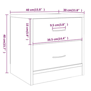 Κομοδίνα 2 τεμ. Καπνιστή Δρυς 40x30x40 εκ. από Επεξεργ. Ξύλο