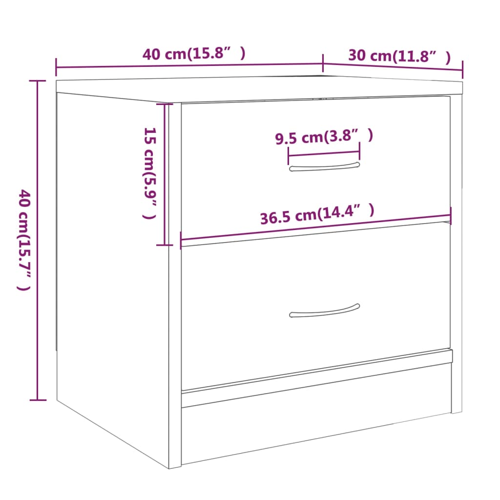 Κομοδίνο Γκρι Sonoma 40 x 30 x 40 εκ. από Επεξεργασμένο Ξύλο