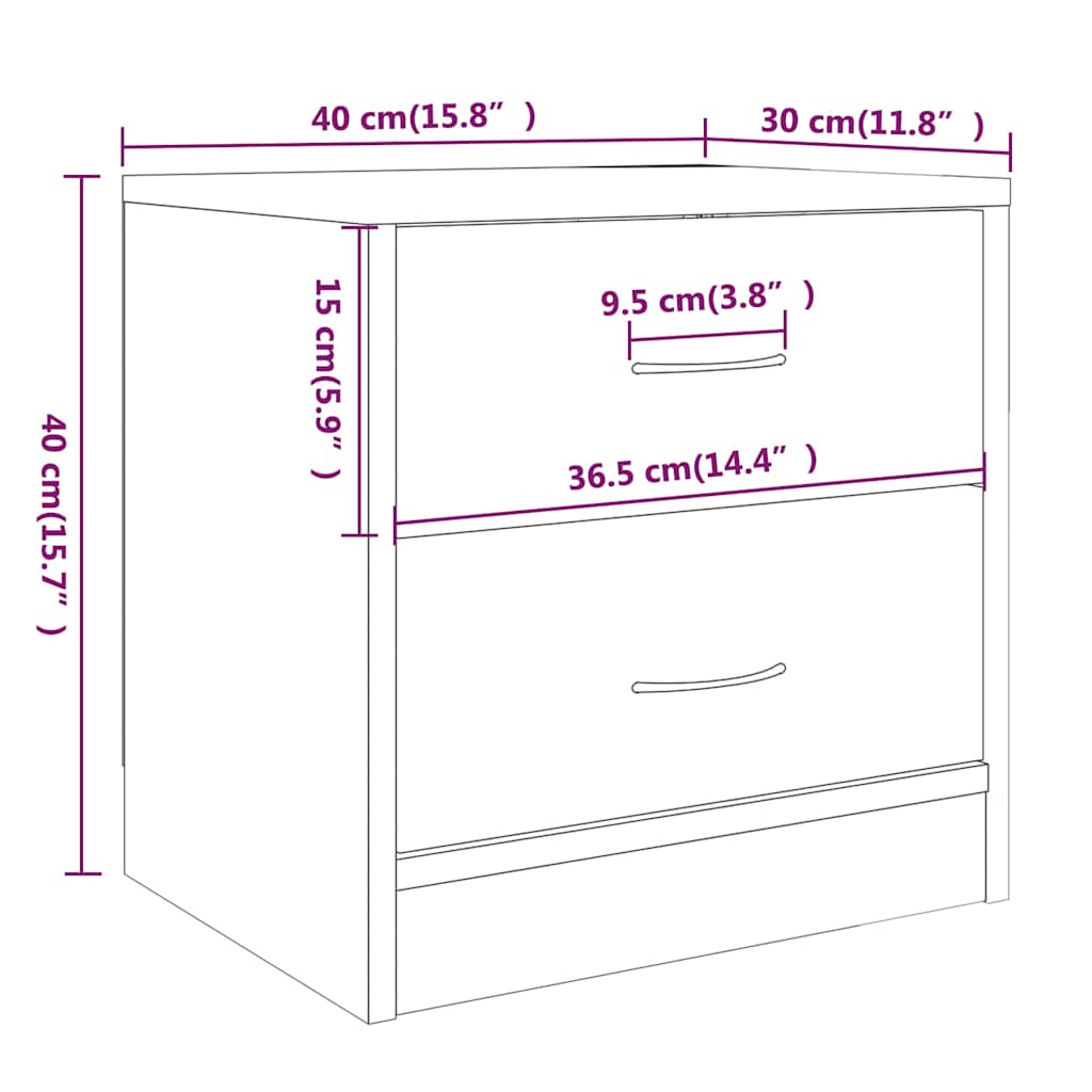 Κομοδίνο Χρώμα Καφέ Δρυς 40 x 30 x 40 εκ. Επεξεργασμένο Ξύλο