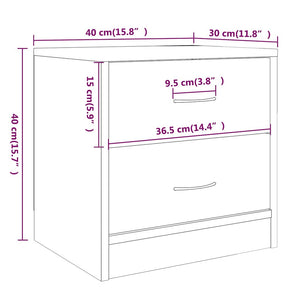 Κομοδίνο Χρώμα Καφέ Δρυς 40 x 30 x 40 εκ. Επεξεργασμένο Ξύλο