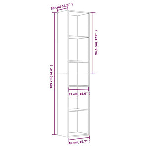 Βιβλιοθήκη Γκρι Sonoma 40 x 30 x 189 εκ. από Επεξεργασμένο Ξύλο