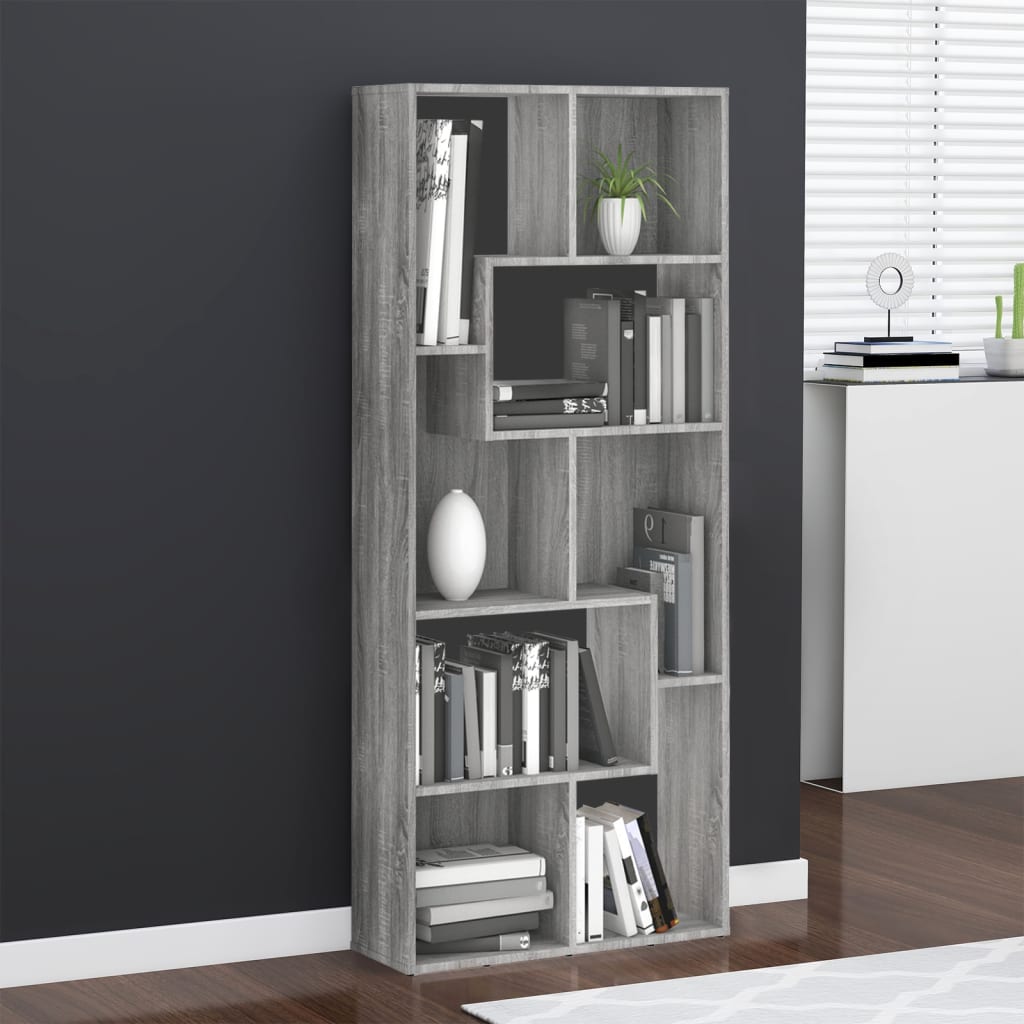 Βιβλιοθήκη Γκρι Sonoma 67 x 24 x 161 εκ. από Επεξεργασμένο Ξύλο - Pakobazaar