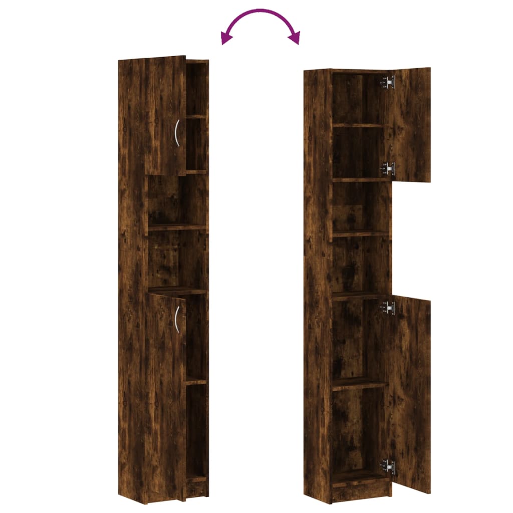 Ντουλάπι Μπάνιου Καπνιστή Δρυς 32x25,5x190 εκ. Επεξεργ. Ξύλο - Pakobazaar