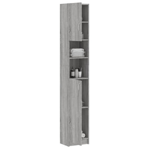 Ντουλάπι Μπάνιου Γκρι Sonoma 32x25,5x190 εκ. Επεξεργασμένο Ξύλο - Pakobazaar