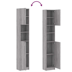 Ντουλάπι Μπάνιου Γκρι Sonoma 32x25,5x190 εκ. Επεξεργασμένο Ξύλο - Pakobazaar