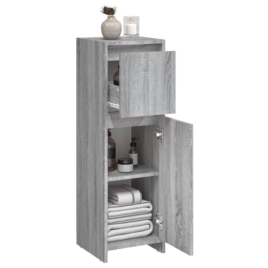 Ντουλάπι Μπάνιου Γκρι Sonoma 30x30x95 εκ. Επεξεργασμένο Ξύλο