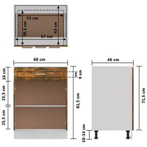 Ντουλάπι με Συρτάρια "Lyon" Καπνιστή Δρυς 60x46x81,5 εκ. από Τεχνητό Ξύλο